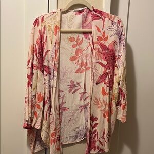 Floral Women's Sweater - Pink and Cream